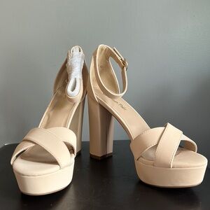 Dream Paris Nude Nubuck Strap Heels